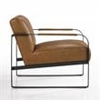 Omax Decor Mason Steel/Genuine Leather Lounge Accent Chair in Caramel/Black