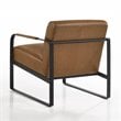 Omax Decor Mason Steel/Genuine Leather Lounge Accent Chair in Caramel/Black