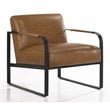 Omax Decor Mason Steel/Genuine Leather Lounge Accent Chair in Caramel/Black
