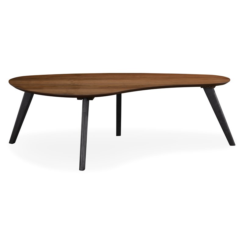 Omax Decor Tulip Kidney Shaped Mid-Century Wood Coffee Table in Walnut
