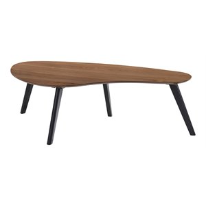 Omax Decor Tulip Kidney Shaped Mid-Century Wood Coffee Table in Walnut