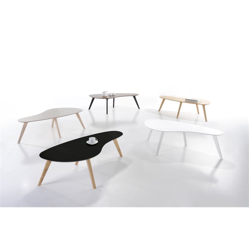 Omax Decor Tulip Kidney Shaped Mid-Century Wood Coffee Table in Black