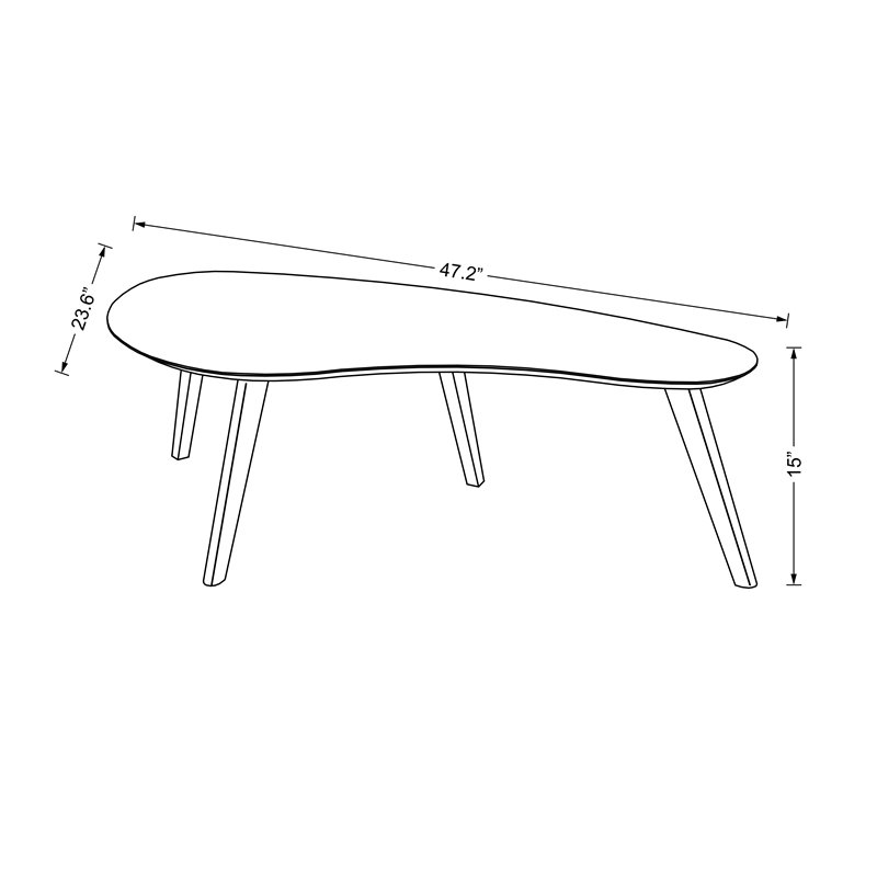 Omax Decor Tulip Kidney Shaped Mid-Century Wood Coffee Table in Black