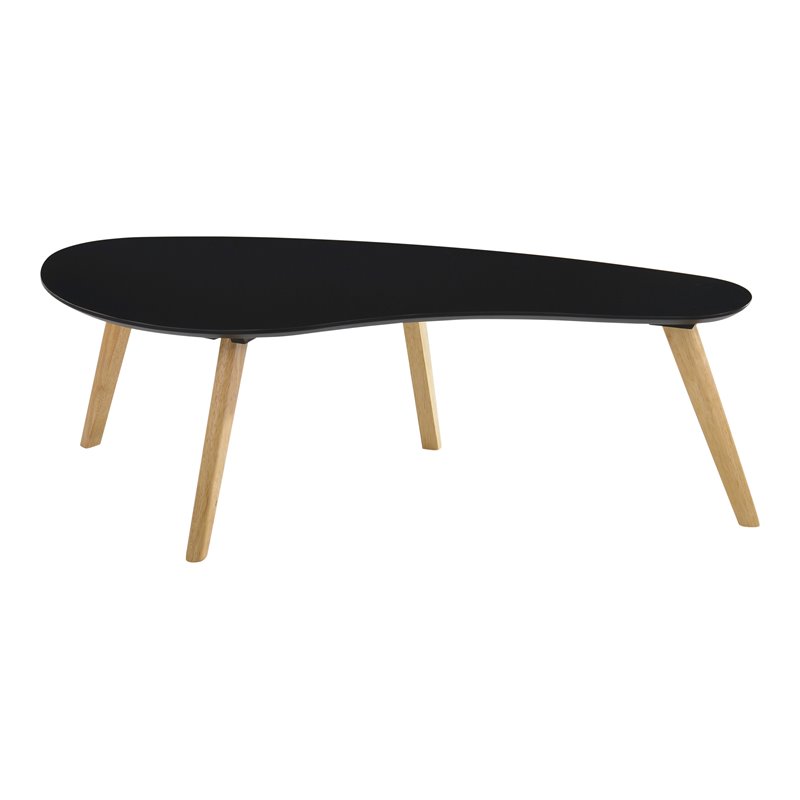 Omax Decor Tulip Kidney Shaped Mid-Century Wood Coffee Table in Black