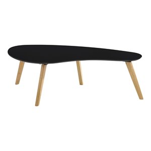 Omax Decor Tulip Kidney Shaped Mid-Century Wood Coffee Table in Black