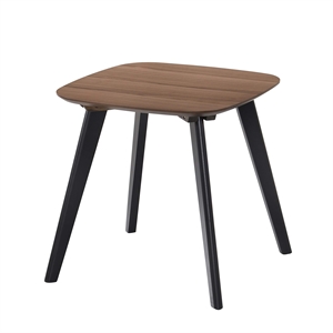 Omax Decor Dana Solid Wood End Table with Powder Coated Black Legs in Walnut