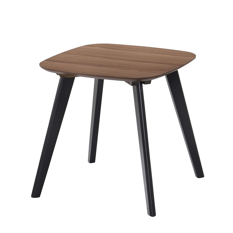 Omax Decor Dana Solid Wood End Table with Natural Oak Stain Legs in Black