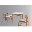 Omax Decor Janne Modern Wood Dining Table in White Lacquer Top/Natural Oak Base