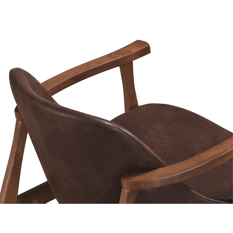 Omax Decor Cole Mid-Century Solid Wood and Fabric Lounge Accent Chair in Brown