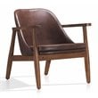 Omax Decor Cole Mid-Century Solid Wood and Fabric Lounge Accent Chair in Brown