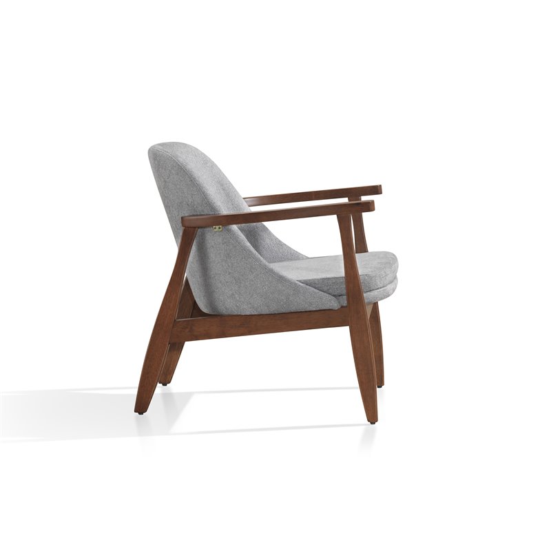 Omax Decor Cole Mid-Century Solid Wood and Fabric Lounge Accent Chair in Gray