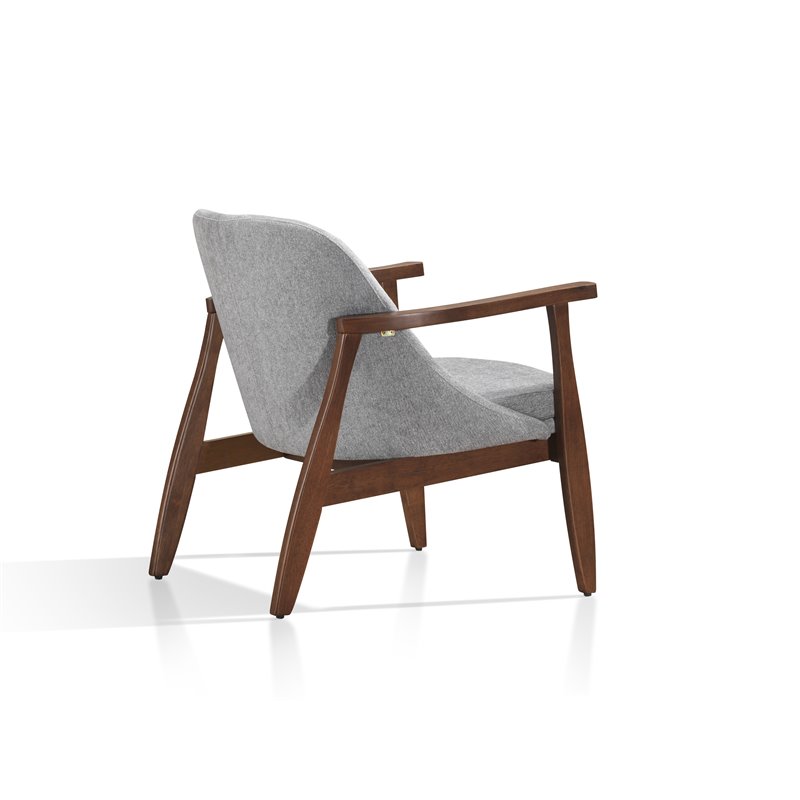Omax Decor Cole Mid-Century Solid Wood and Fabric Lounge Accent Chair in Gray