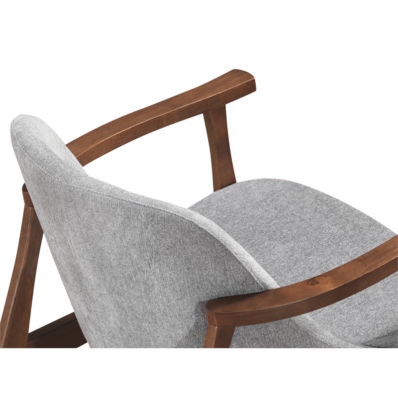 Omax Decor Cole Mid-Century Solid Wood and Fabric Lounge Accent Chair in Gray
