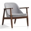 Omax Decor Cole Mid-Century Solid Wood and Fabric Lounge Accent Chair in Gray