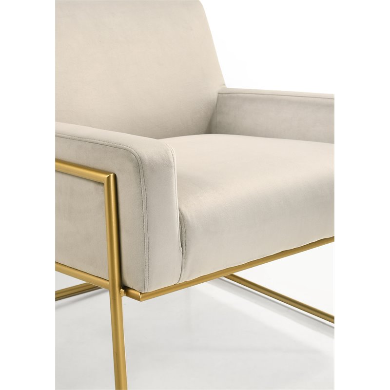 Omax Decor Milano Steel & Velvet Upholstered Lounge Accent Chair in Abalone Gray