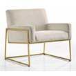 Omax Decor Milano Steel & Velvet Upholstered Lounge Accent Chair in Abalone Gray