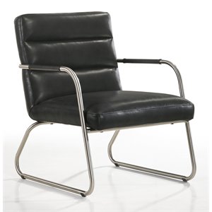 omax decor spencer stainless steel/leather lounge accent chair
