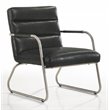 Omax Decor Spencer Stainless Steel/Leather Lounge Accent Chair in Black