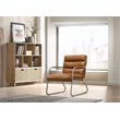 Omax Decor Spencer Stainless Steel/Leather Lounge Accent Chair in Caramel