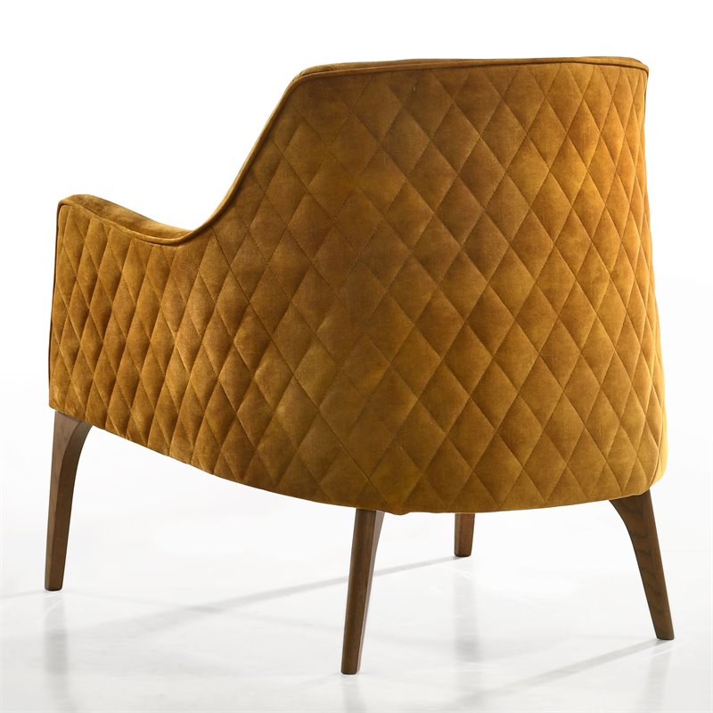 Omax Decor Jane Wood and Velvet Upholstered Lounge Accent Chair in Gold