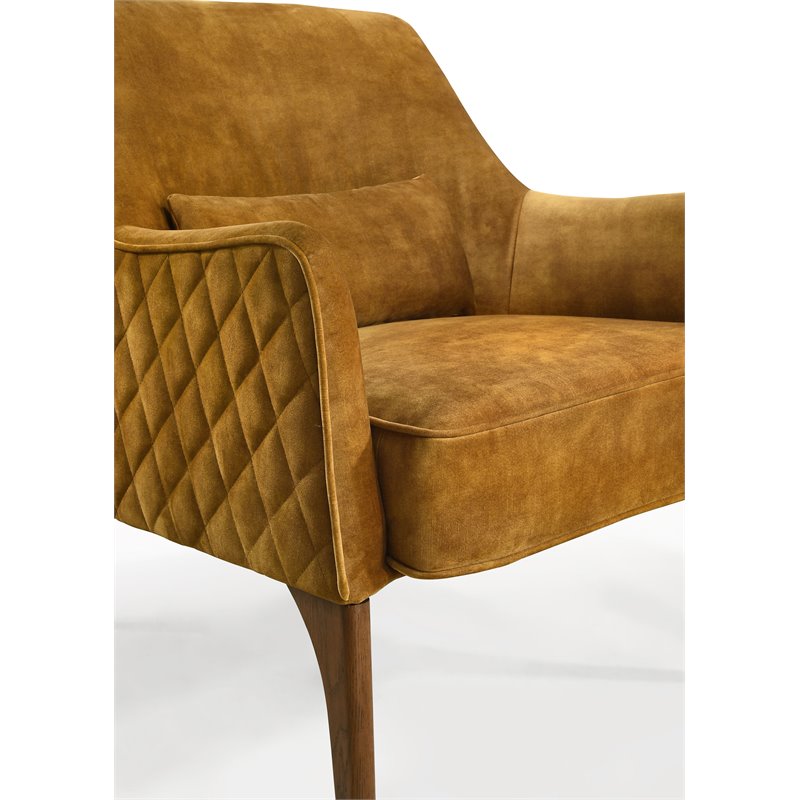 Omax Decor Jane Wood and Velvet Upholstered Lounge Accent Chair in Gold