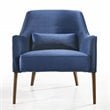Omax Decor Jane Wood and Velvet Upholstered Lounge Accent Chair in Blue
