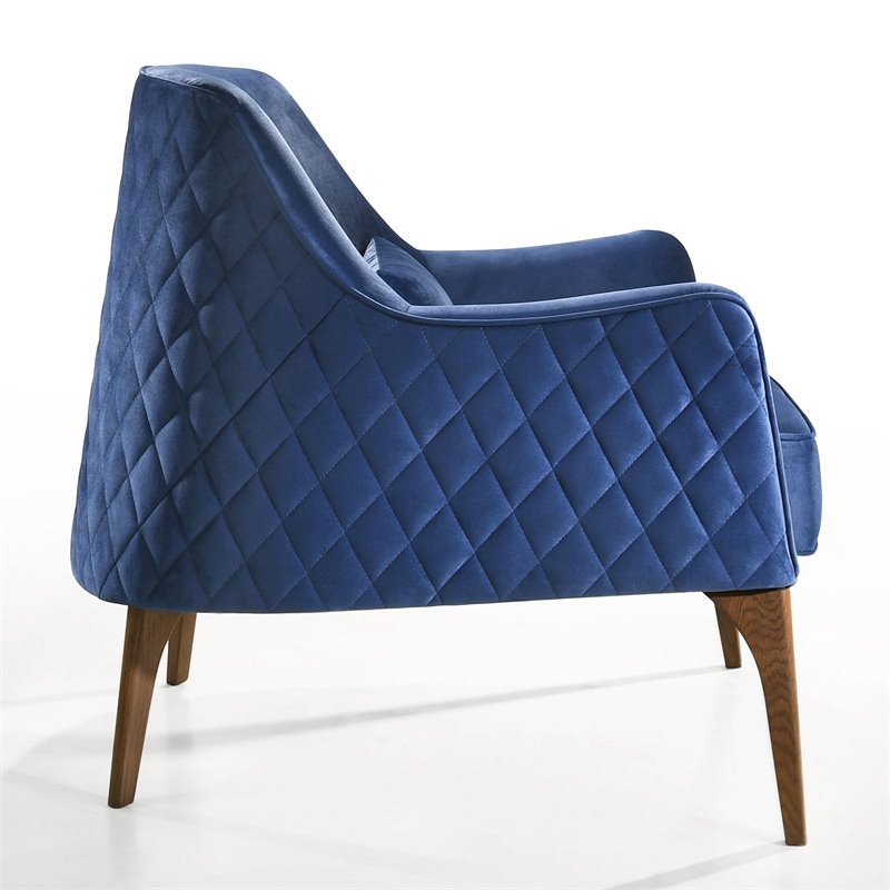 Omax Decor Jane Wood and Velvet Upholstered Lounge Accent Chair in Blue