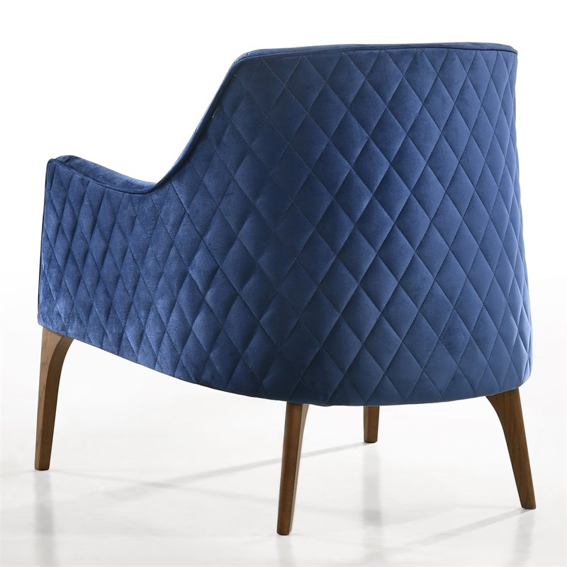 Omax Decor Jane Wood and Velvet Upholstered Lounge Accent Chair in Blue