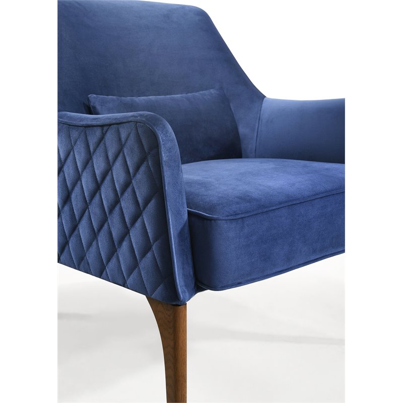 Omax Decor Jane Wood and Velvet Upholstered Lounge Accent Chair in Blue