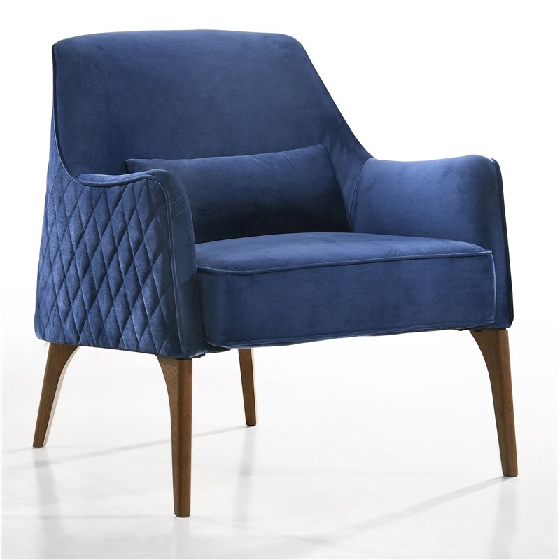 Omax Decor Jane Wood and Velvet Upholstered Lounge Accent Chair in Blue