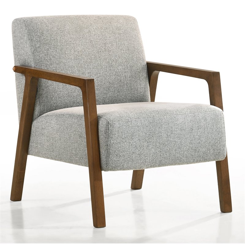 Omax Decor Fletcher Solid Wood & Fabric Upholstered Lounge Accent Chair in Gray