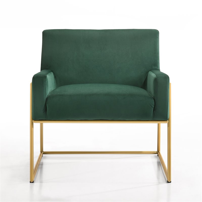 Omax Decor Milano Modern Steel & Velvet Upholstered Lounge Accent Chair in Green
