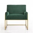 Omax Decor Milano Modern Steel & Velvet Upholstered Lounge Accent Chair in Green