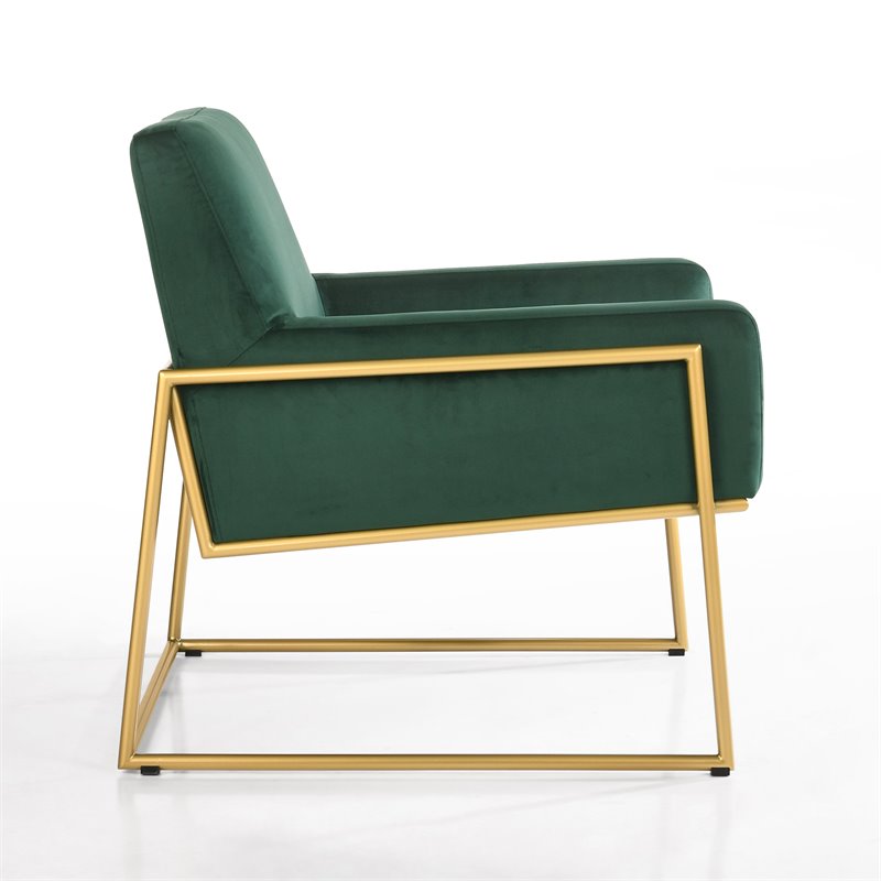 Omax Decor Milano Modern Steel & Velvet Upholstered Lounge Accent Chair in Green