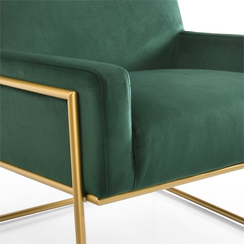 Omax Decor Milano Modern Steel & Velvet Upholstered Lounge Accent Chair in Green