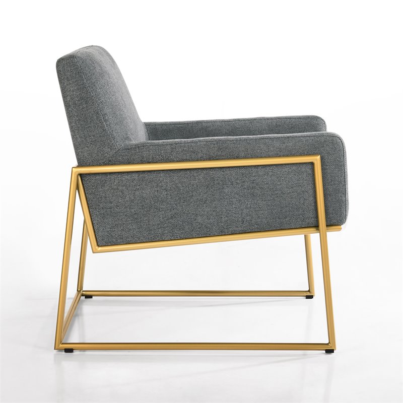 Omax Decor Milano Steel & Fabric Upholstered Lounge Accent Chair in Steel Gray