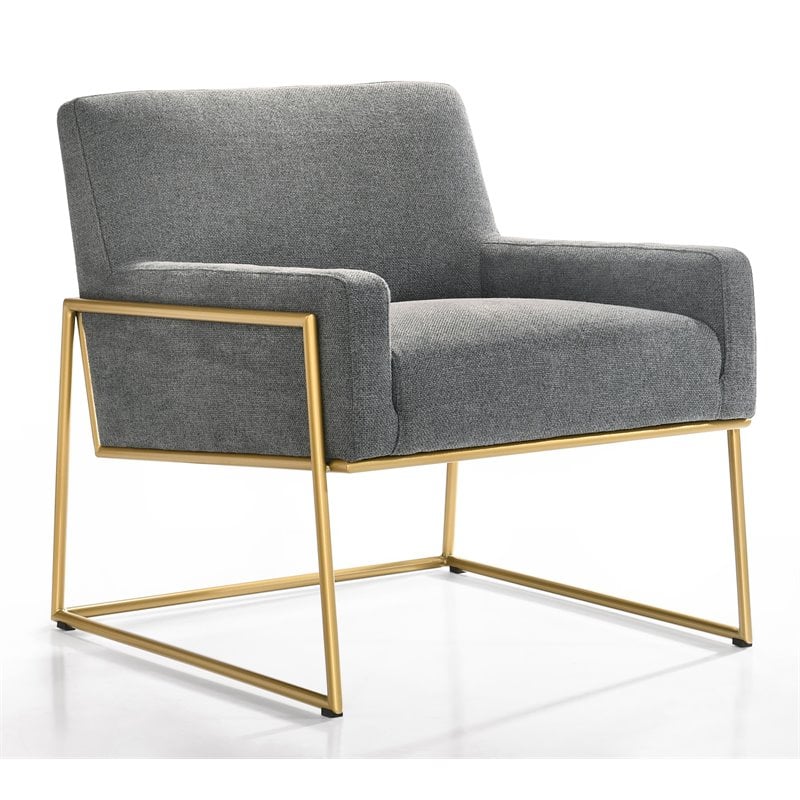 Omax Decor Milano Steel & Fabric Upholstered Lounge Accent Chair in Steel Gray