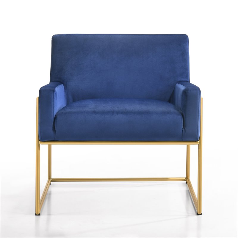 Omax Decor Milano Modern Steel & Velvet Upholstered Lounge Accent Chair in Blue