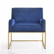 Omax Decor Milano Modern Steel & Velvet Upholstered Lounge Accent Chair in Blue