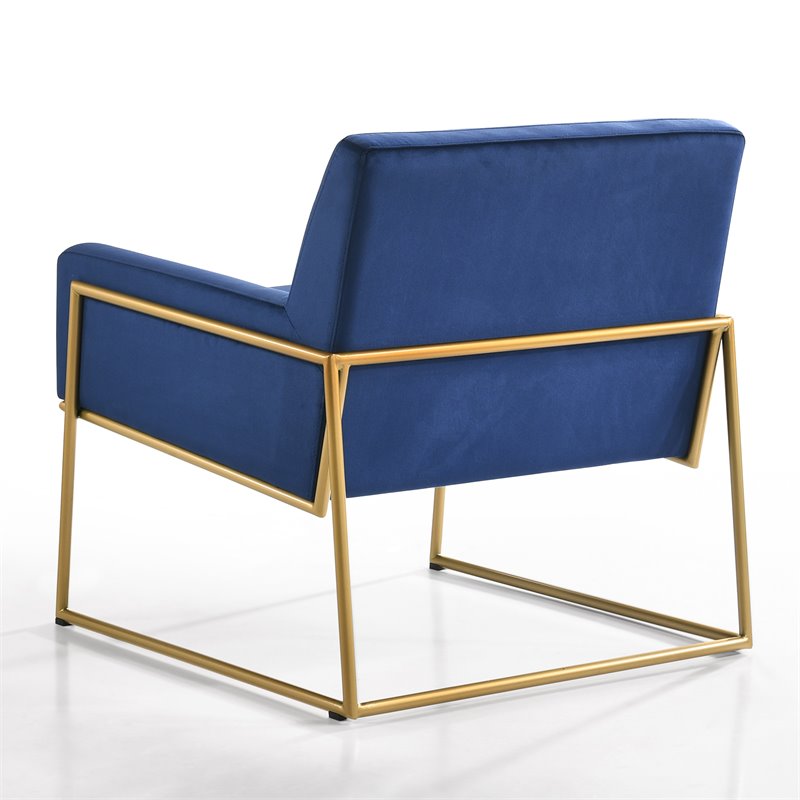 Omax Decor Milano Modern Steel & Velvet Upholstered Lounge Accent Chair in Blue