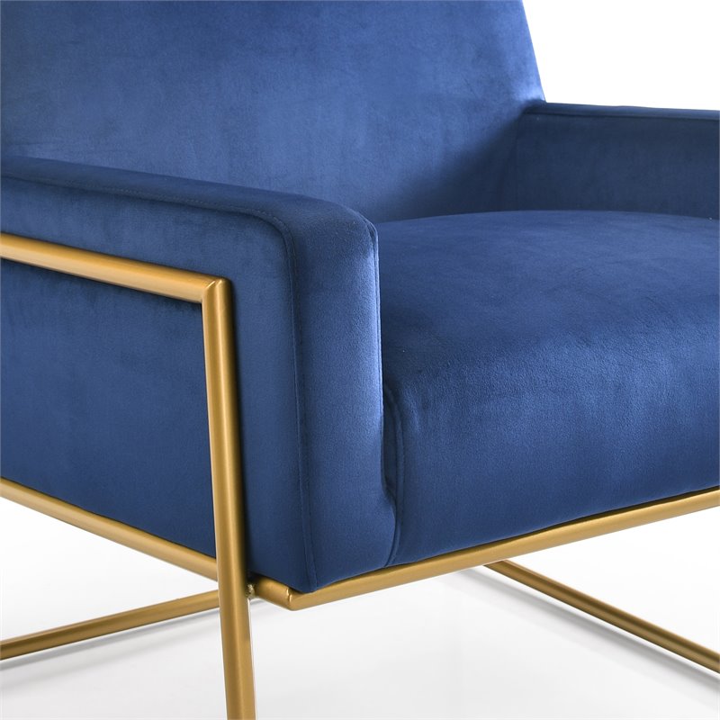 Omax Decor Milano Modern Steel & Velvet Upholstered Lounge Accent Chair in Blue