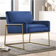 Omax Decor Milano Modern Steel & Velvet Upholstered Lounge Accent Chair in Blue