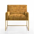 Omax Decor Milano Modern Steel & Velvet Upholstered Lounge Accent Chair in Gold