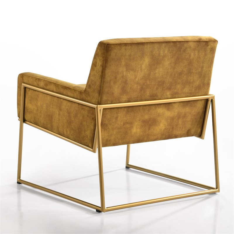 Omax Decor Milano Modern Steel & Velvet Upholstered Lounge Accent Chair in Gold