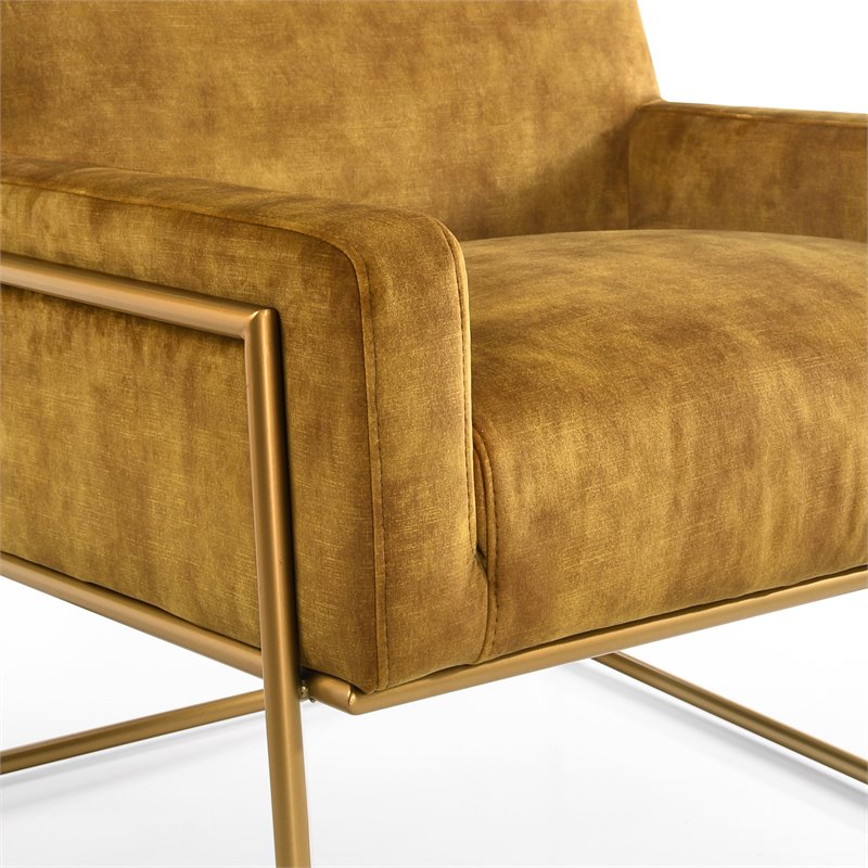 Omax Decor Milano Modern Steel & Velvet Upholstered Lounge Accent Chair in Gold