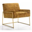 Omax Decor Milano Modern Steel & Velvet Upholstered Lounge Accent Chair in Gold