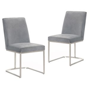 Omax Decor Sydney 19.1&quot Steel/Velvet Dining Chairs in Gray (Set of 2)