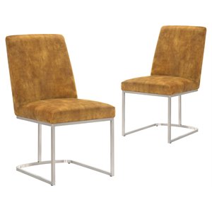 Omax Decor Sydney 19.1&quot Steel/Velvet Dining Chairs in Gold (Set of 2)