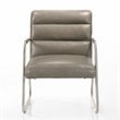 Omax Decor Spencer Stainless Steel/Leather Lounge Accent Chair in Gray