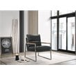 Omax Decor Colin Stainless Steel & Genuine Leather Accent Chair in Black